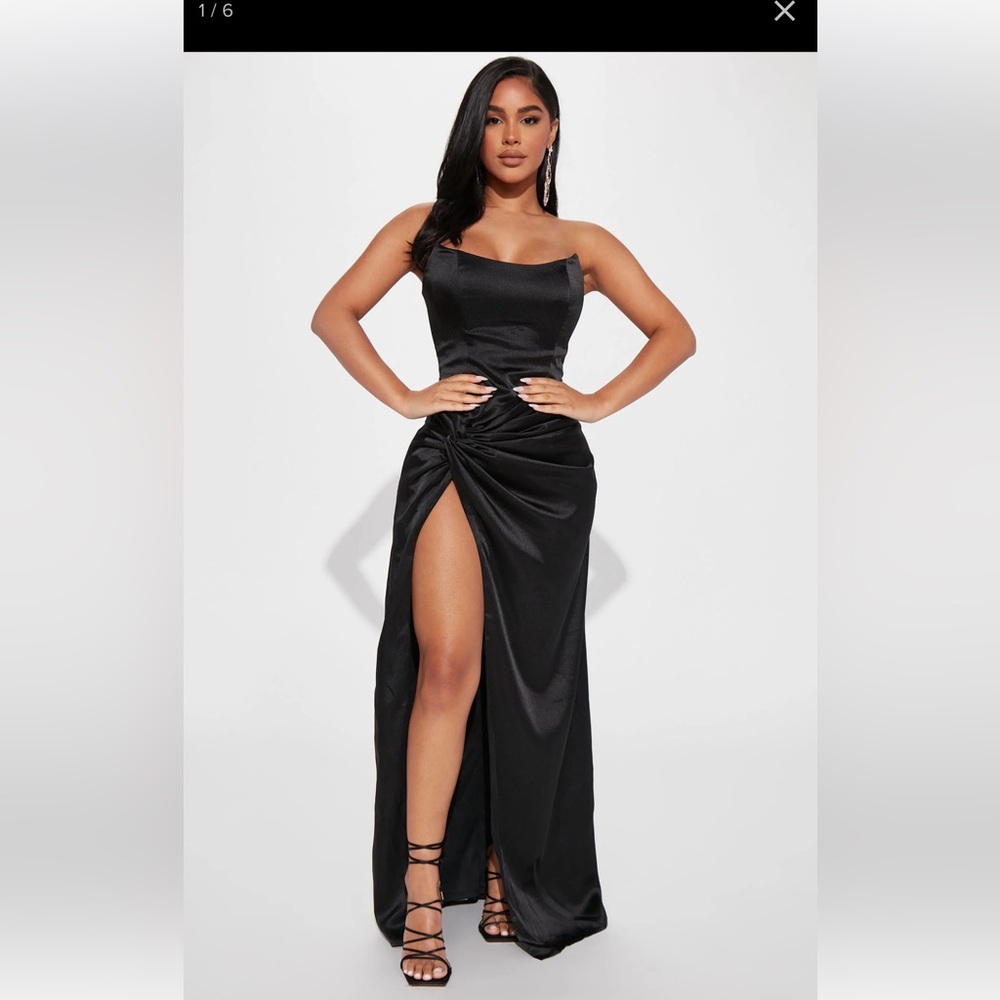 BRAND NEW Teagan Satin Maxi Dress - Black